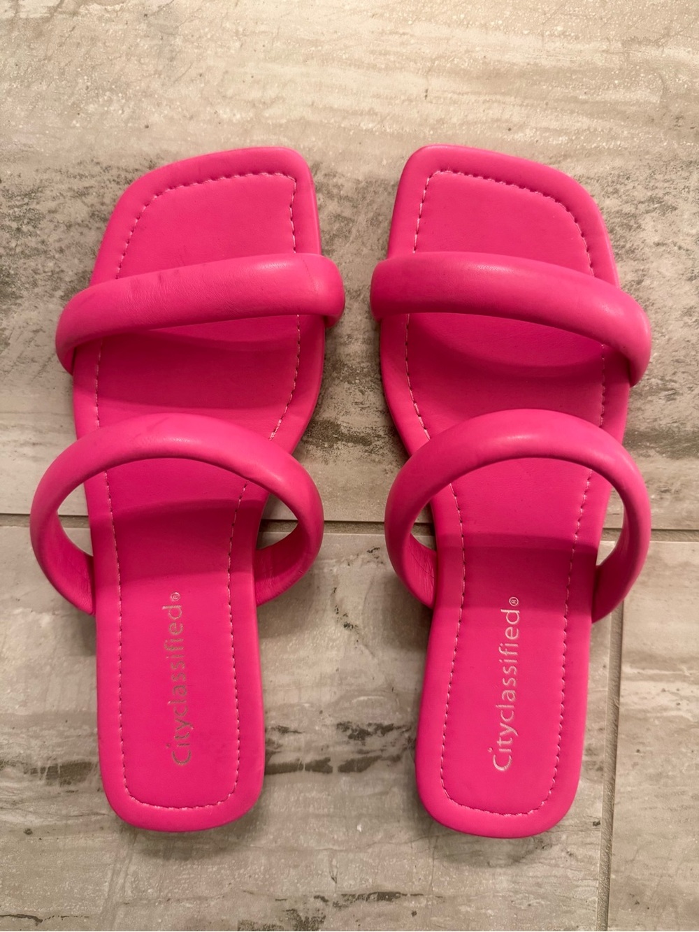Cityclassified Hot Pink Double-Strap Slide Sandals